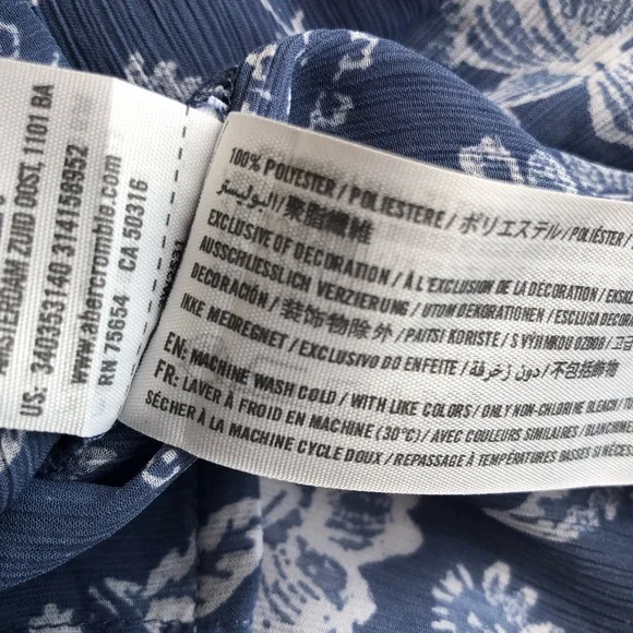 Hollister Blue/White Floral High-Low Shirt Dress Women’s Size M Long Sleeves Top - Picture 8 of 16